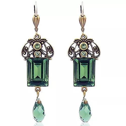 NOBEL Schmuck Jugendstil Ohrringe mit Markenkristallen Gold Viele Farben NOBEL SCHMUCK