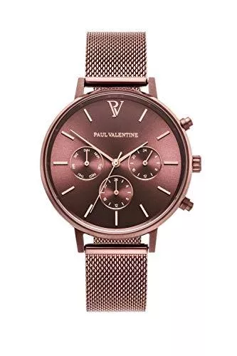 PAUL VALENTINE Uhren Paul Valentine Multifunctional Damenuhr Frauen Uhr Armband, kratzfestes Glas und Quarzwerk, Chronograf