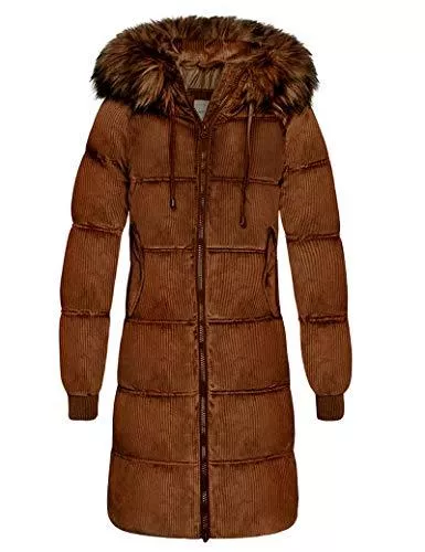 Libland Mäntel Libland Damen Puffer Padding Lange Jacke, Damen Winter Bubble Coats mit abnehmbarem Kunstpelzkragen