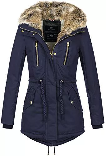 Navahoo Mäntel Navahoo warme Damen Winter Jacke lang Teddyfell Winterjacke Parka Mantel B648