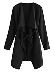 ROMWE Jacken Romwe Damen Trenchcoat / Strickjacke mit Wasserfallkragen und langen Ärmeln
