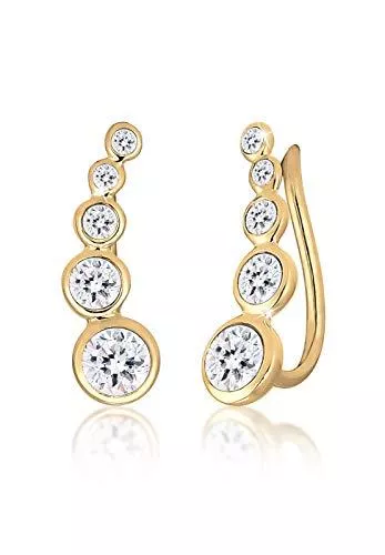 Elli Uhren Elli Ohrringe Damen Earclimber Geo Kristalle in 925 Sterling Silber