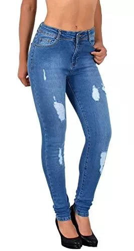 ESRA Jeans ESRA Damen Jeans Jeanshose Damen High-Waist Hochbund Hose bis Übergröße S400