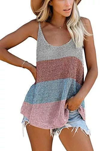 SMENG Ärmellose Blusen SMENG Weste Damen Strickweste Tank Tops Ärmellose Shirts Sexy Oberteile Camisole