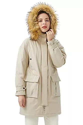 Orolay Mäntel Orolay Damen Mittellanger Gemütlicher Daunenmantel mit Kunstpelz