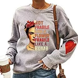 Kewing Pullover & Strickmode Frauen Ölgemälde Hoodie T-Shirt Grafikdruck Langarm Rundhalsausschnitt Lustige T-Shirts Herbst Teen Girls S-XXXL