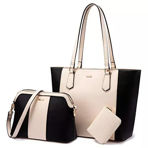 LOVEVOOK Taschen & Rucksäcke LOVEVOOK Handtasche Damen Gross Handtaschen Set Taschen groß Handtaschen für Frauen Damen-henkeltaschen Shopper Schultertasche (Scharz Beige Schwarz)