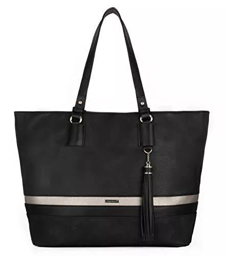 David Jones Taschen & Rucksäcke David Jones - Damen Tote Shopper Große Kapazitat - Schultertasche Weiche Leinwand Lange Henkel - Frau Mehrfarbig Gestreift Tragetasche - Shopping Handtasche A4 Arbeit Reise Schule Tasche