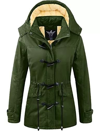YXP Mäntel YXP Damen Winter Verdicken Militär Parka Jacke Warmer Fleece Baumwollmantel mit abnehmbarer Kapuze