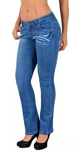 ESRA Jeans ESRA Damen Jeans Bootcut Jeanshose Schlaghose Damen Hüftjeans Hüfthose bis Übergröße B200