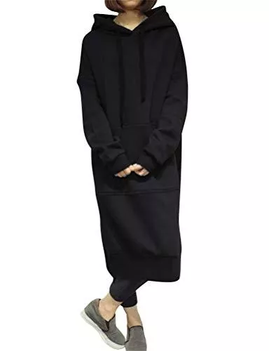 Dresswel Strickjacken Dresswel Damen Kapuzenpullover Sweatkleid Hoodie Kleid Pullover Lange Tops Langarm Sweatshirt Herbst Pulli Kleider Sweatjacke Jumper