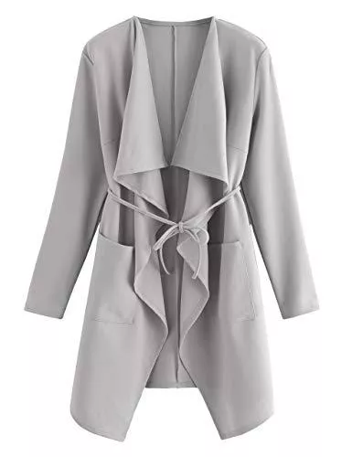ROMWE Jacken & Westen Romwe Damen Trenchcoat / Strickjacke mit Wasserfallkragen und langen Ärmeln