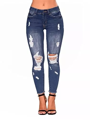 Uusollecy Jeans Uusollecy Damen Skinny Jeans Rissen Löcher Ankle Jeanshosen