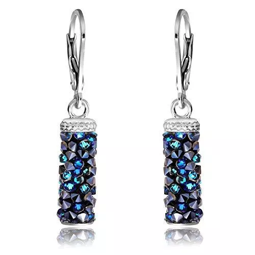 Chic Bijoux Schmuck Chic Bijoux Tropfen Ohrringe für Frauen - Hergestellt aus 925er Sterling Silber und Swarovski Kristallen aus unserer Rock Serie - Allergiefrei, Geschenk für Mama, Violett/Blau/Grau