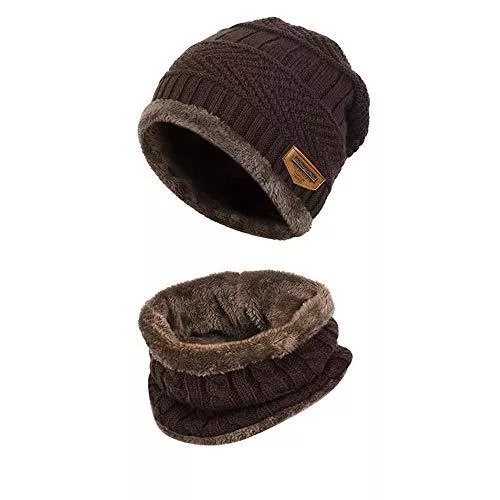 Hys Hüte & Mützen Hysstore Wintermütze Strickmütze Warme Beanie Winter Unisex Warme Strickmütze Mütze und Schal mit Fleecefutter für Herren und Damen - Schwarz