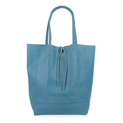 Freyday Taschen & Rucksäcke Freyday Damen Echtleder Shopper mit Innentasche in vielen Farben Schultertasche Henkeltasche Metallic look S01