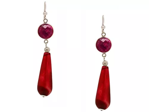 Gemshine Schmuck Gemshine Ohrringe mit roten Rubinen und Achat Edelstein Tropfen. 925 Silber oder hochwertig vergoldet - Nachhaltiger, qualitätsvoller Schmuck Made in Germany