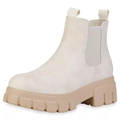 SCARPE VITA Stiefel SCARPE VITA Damen Stiefeletten Chelsea Boots Leicht Gefüttert mit Blockabsatz Profilsohle Plateau Vorne