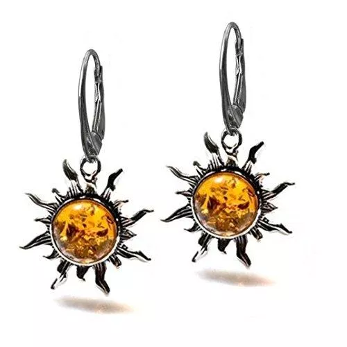 Noda Schmuck Noda Ohrringe mit Klappbügel, aus Sterlingsilber, mit Bernstein