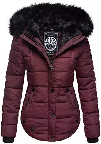 MARIKOO Jacken MARIKOO warme Damen Winter Jacke Winterjacke Steppjacke gefüttert Kunstfell B618
