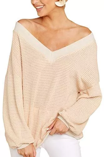 Viottiset Pullover & Strickmode Viottiset Damen Oberteile Strick V-Ausschnitt Locker Langarmshirts