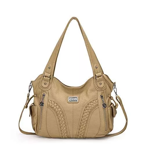 KL928 Taschen & Rucksäcke KL928 Damen Handtasche Leder Taschen Umhängetaschen Schultertaschen Henkeltaschen Hobo Tasche Weiches Damentasche für Frauen (Beige)