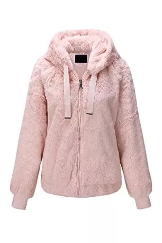 BELLIVERA Jacken BELLIVERA Damen Kunstfelljacke Kurz Fleecejacke Winter Warme Teddy Mantel mit kapuze