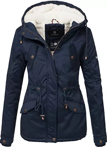 MARIKOO Jacken MARIKOO Damen Winter Jacke Parka Winterjacke Teddyfell gefüttert B376