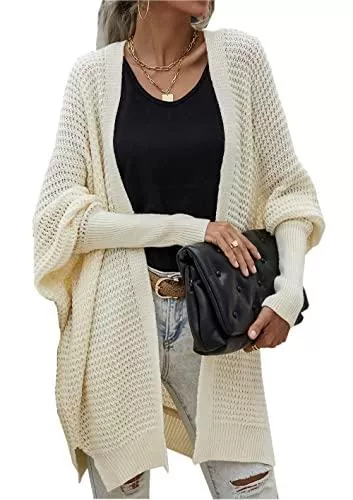 ZIYYOOHY Strickjacken ZIYYOOHY Strickmantel Lang Damen strickcardigan Pullover Fledermausärmel Strickjacke Outwear mit Tasche