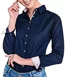 HEVENTON Langarmblusen HEVENTON Hemdbluse Bluse Damen Langarm in Navy Größe 34 bis 50 - elegant und hochwertig