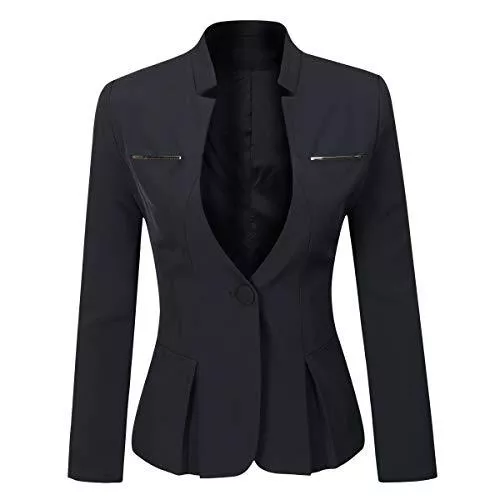 YYNUDA Blazer YYNUDA Damen Slim Fit Blazer Sommer Elegant Anzugjacke mit EIN Knopf Kurz für Office Business