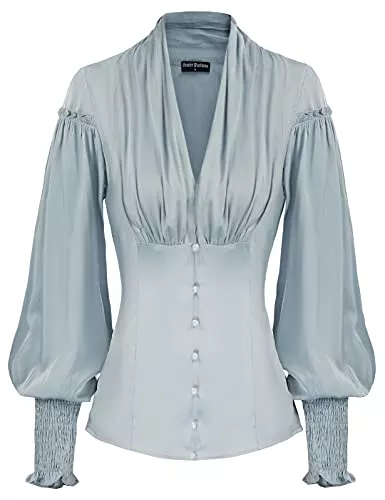 SCARLET DARKNESS Langarmblusen SCARLET DARKNESS Damen Bluse Mittelalter Spitzen Shirt für Party Oberteil Gothic Renaissance Bluse