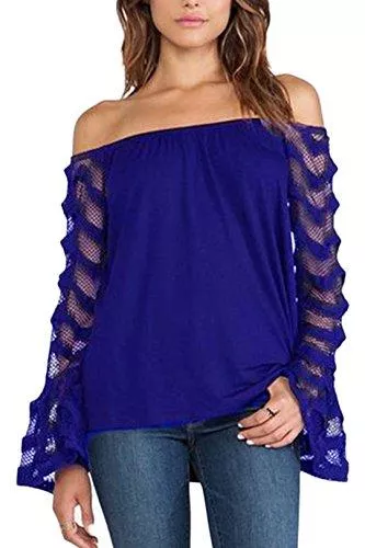 YOINS Langarmblusen YOINS Sexy Oberteil Damen Schulterfrei Schulter Tshirt Kurzarm Langarm Pullover Sexy Leopard Frühling und Sommer T-Shirt Tops Oberteile Blusen