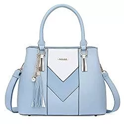 Pomelo Best Taschen & Rucksäcke Pomelo Best Damen Handtasche Mehrfarbig gestreift V-förmiges Design (Hellblau)
