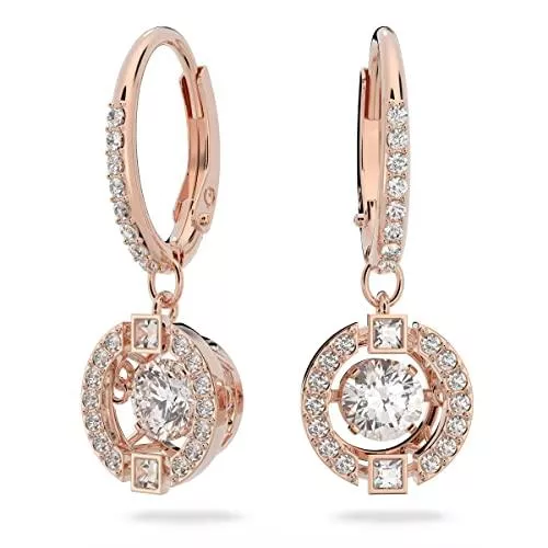 Swarovski Schmuck Swarovski Sparkling Dance Ohrringe, Rosé Vergoldete Kreolen mit Funkelndem Weißen Kristallelement und Klarem Kristallpavé