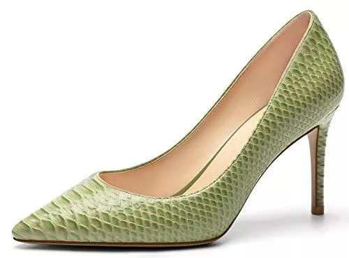 Soireelady High Heels Damen Spitze Zehen Klassische Schlangenhaut Pumps 8CM High Heels Slip On Office Party Abendkleid Schuhe