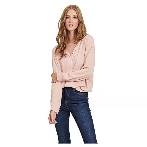 VILA Langarmblusen Vila Female Hemd High Low geteilter Kragen