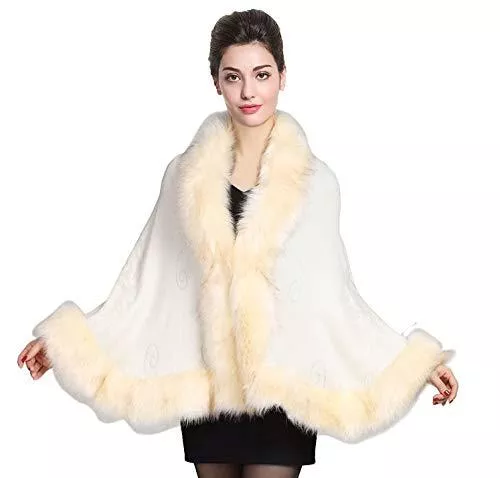 BEAUTELICATE Schals & Tücher BEAUTELICATE Kunstpelz Schal Stola Bolero Pelz Damen Für Frauen Hochzeit Braut Abend Brautschal Brautstola