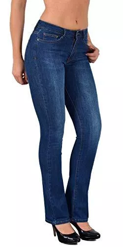 ESRA Jeans ESRA Damen Jeans Bootcut Jeanshose Schlaghose Damen Hose bis Übergröße B100
