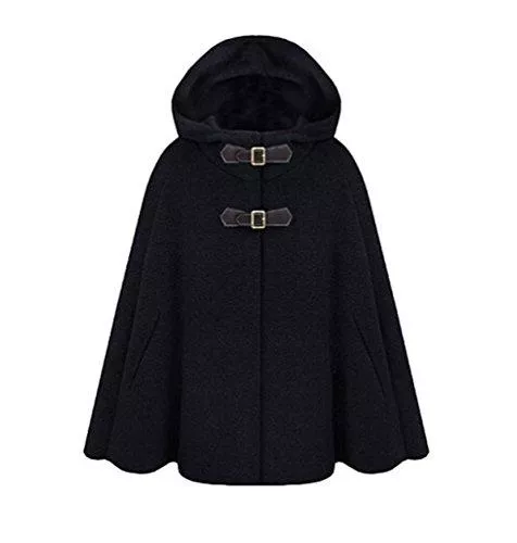 LaoZan Mäntel LaoZan Damen Faux Wollmantel Poncho Winter Cape Peacoat mit Kapuze Mäntel Jacke