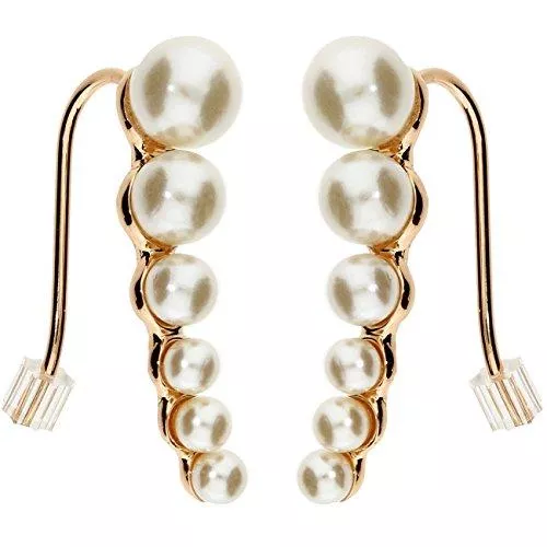 MYA Art Schmuck MYA art Damen Ohrklemme Ohrringe Ear Cuff mit 6 Perlen Rosegold Vergoldet MYARGOHR-8