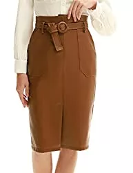 Belle Poque Röcke Belle Poque Damen Lederrock High Waist Röcke Bleistiftrock Knielang Pencil Rock Bodycon Röcke BPA02188