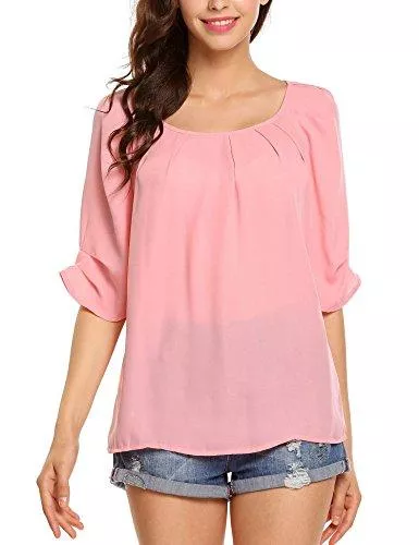 UNibelle Kurzarmblusen UNibelle Damen V-Ausschnitt Rüschen Tops Kreuz Front Wickelshirt Sexy Slim Fit Bluse
