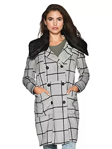 Maze Mäntel Maze Damen Wollmix-Jacke Mit Fellkragen Puente grau