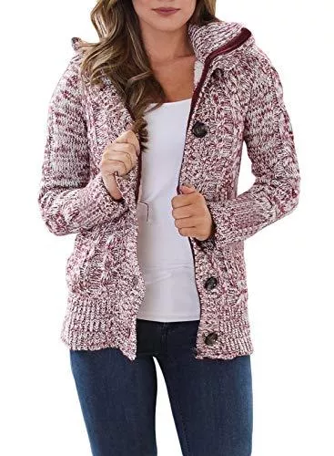 Zereesa Strickjacken Zereesa Damen Langarm Strickjacke Cardigan Kurz Strickcardigan Winterjacke Warm Strickmantel mit Kapuzen Pullover Langarm Taschen Grobstrick S-XXL
