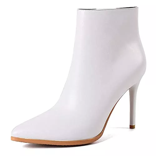 COLETER Stiefel COLETER Damen Leder Stiefeletten Dünne Absätze Spitze Zehen Reißverschluss Täglich Tragen Booties