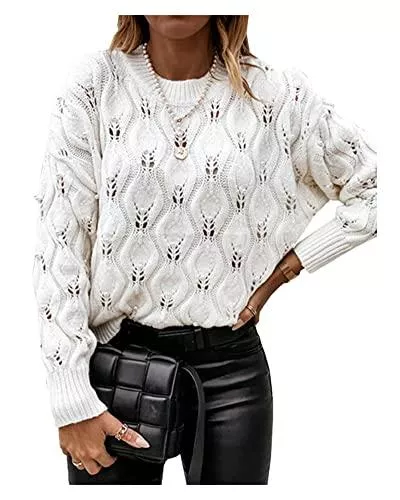 CYSTYLE Pullover & Strickmode CYSTYLE Pullover Damen Perle Langarmshirts Rundhals Stricktop Patchwork Oberteile Sweatshirt Hoodie Pulli Herbst Oberteile Tops Outwear
