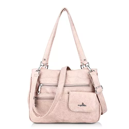 Angel Kiss Taschen & Rucksäcke Angel Kiss Große Damen Handtasche PU Leder Schultertasche Umhängetasche Crossbody Reisetasche, Bestes Geschenk für Frauen (Hellrosa)