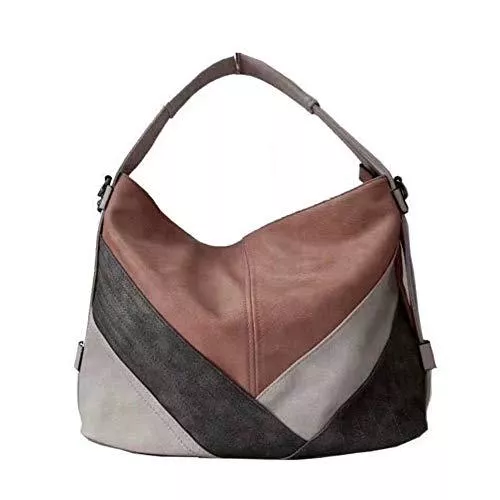 CHIKENCALL Taschen & Rucksäcke Chikencall® Classical Colorblock Hobo Bag für Damen Mehrfarbentaschen Tote Handtasche und Geldbörsen Patchwork-Leder-Schultertaschen Umhängetasche