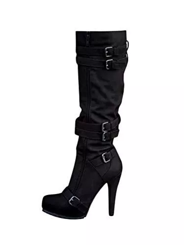 Minetom Stiefel Minetom Damen Stiefel Hohe Stiefel Lange Stiefel Wildleder Boots High Heels Sexy Herbst Winter Mode Elegant Chic Schuhe